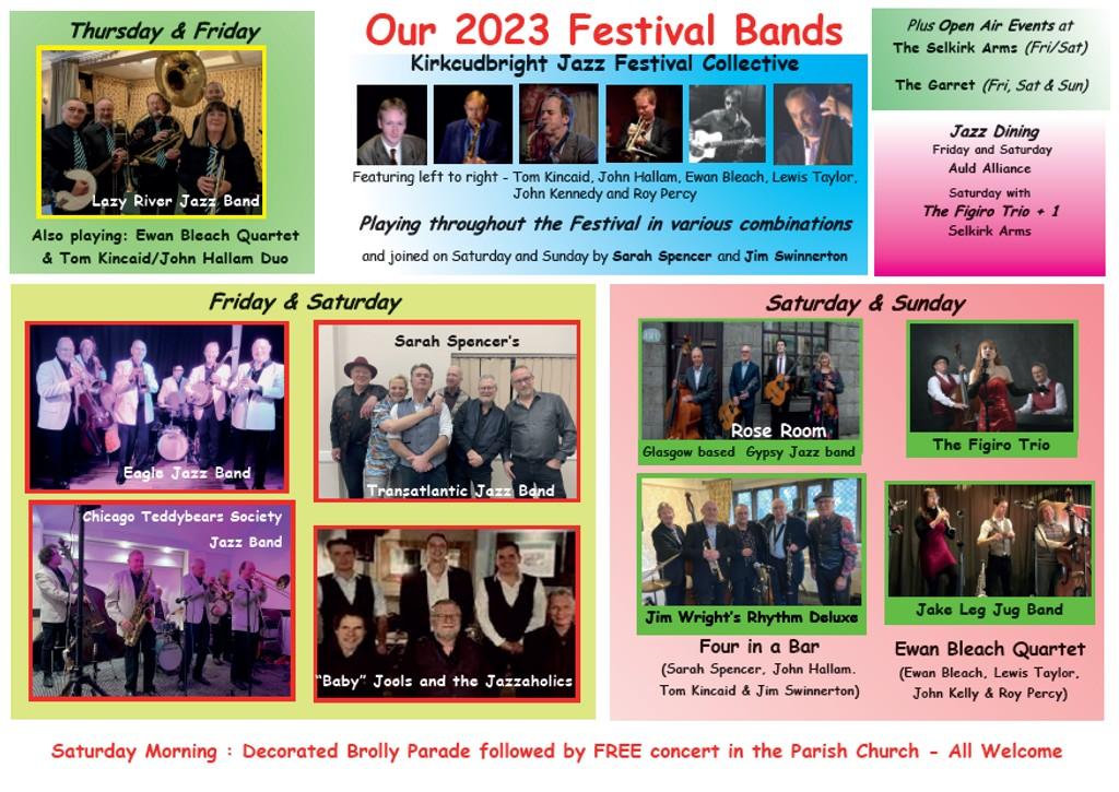 Lineup Poster Kirkcudbright Jazz Festival 2023