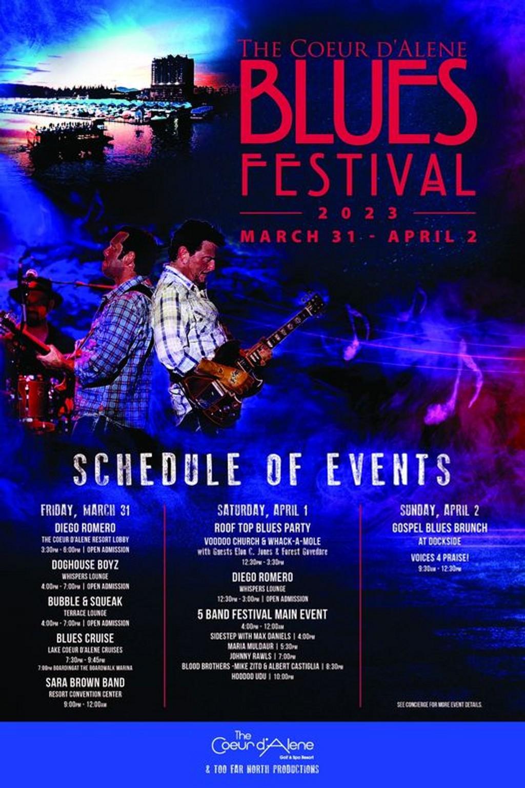 Lineup Poster Coeur d'Alene Blues Festival 2023