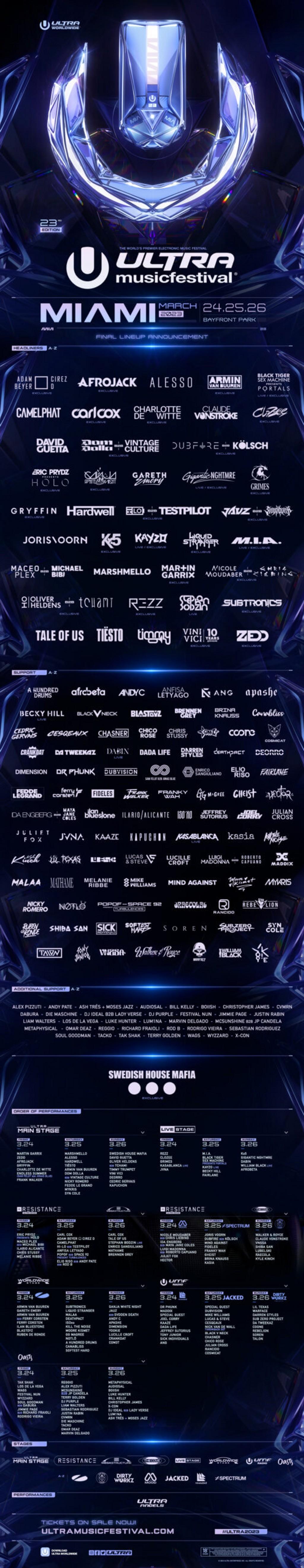 Lineup Poster Ultra Music Festival Miami 2023