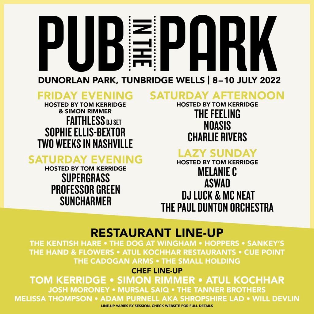 Lineup Poster Pub in the Park Tunbridge Wells 2022
