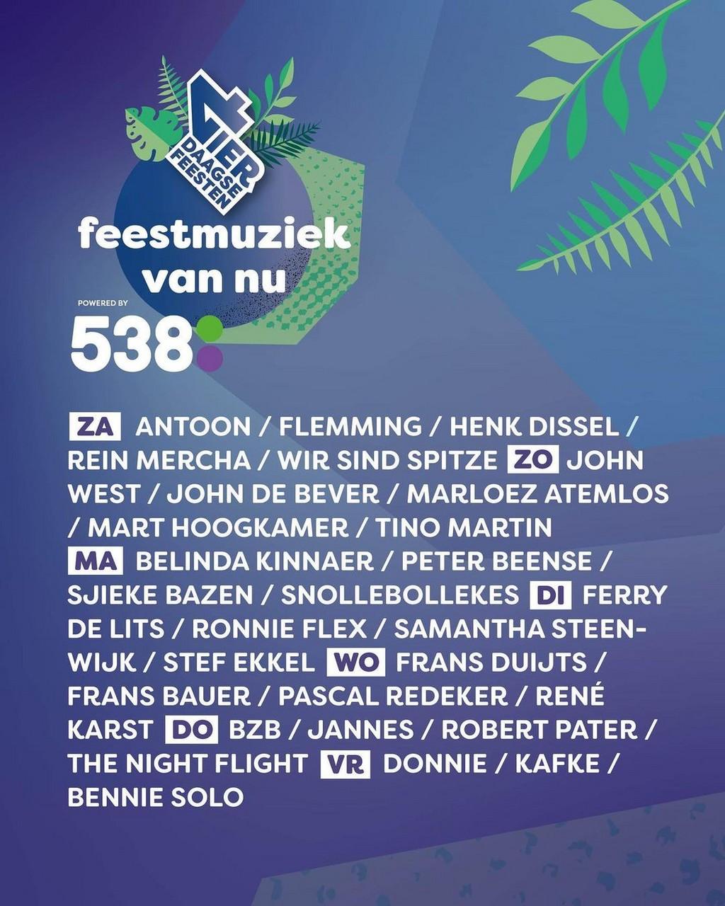 Lineup Poster Vierdaagsefeesten 2022