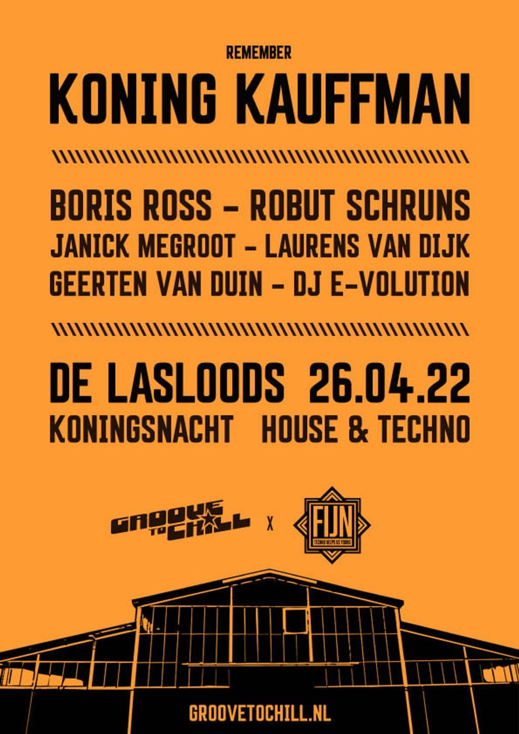 Lineup Poster Groove to Chill: Remember Koning Kauffman 2022