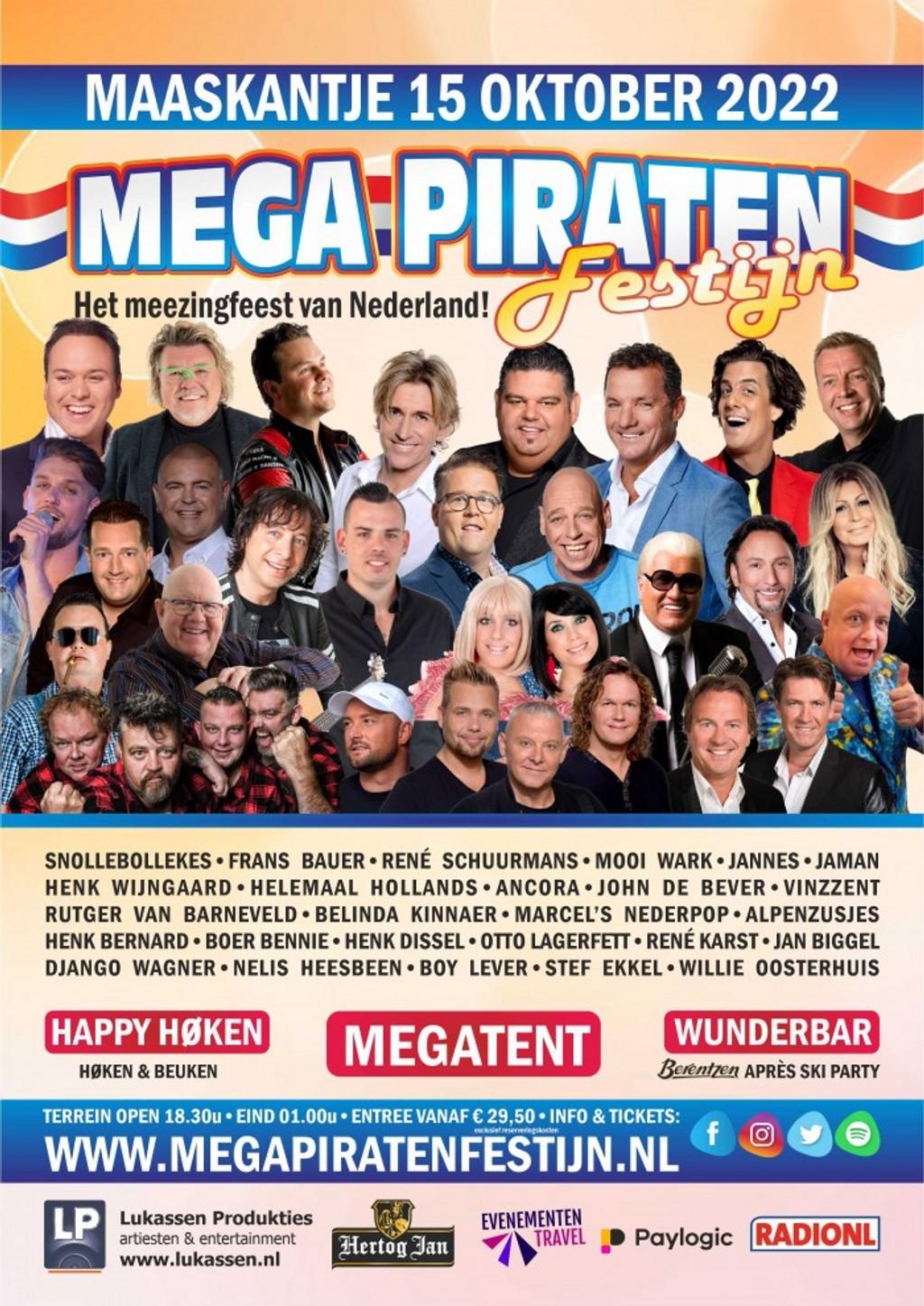 Lineup Poster Mega Piraten Festijn Maaskantje 2022