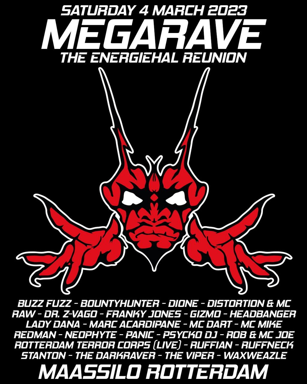 Lineup Poster Megarave Energiehal Reunion 2023