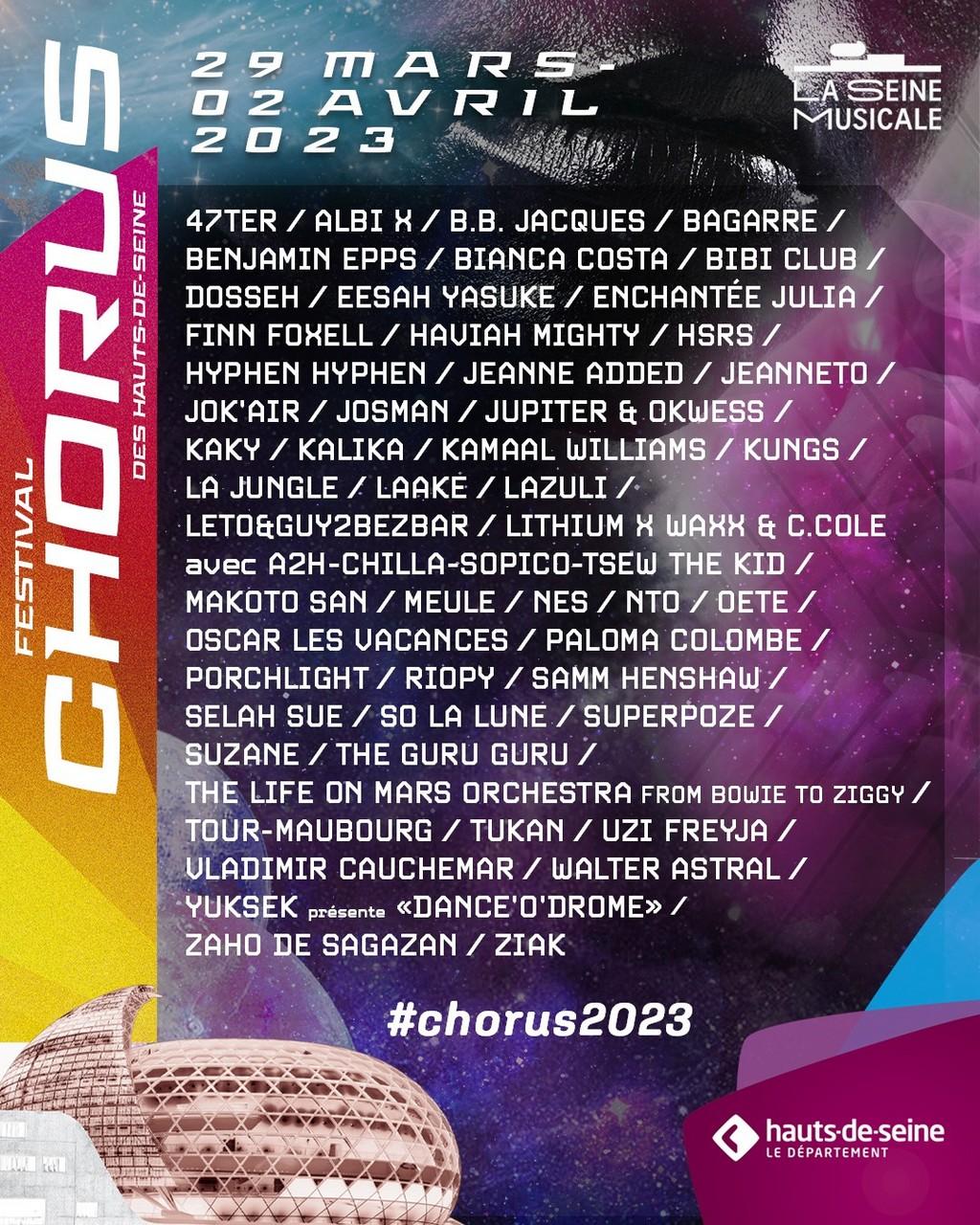 Lineup Poster Festival Chorus - Hauts-de-Seine 2023