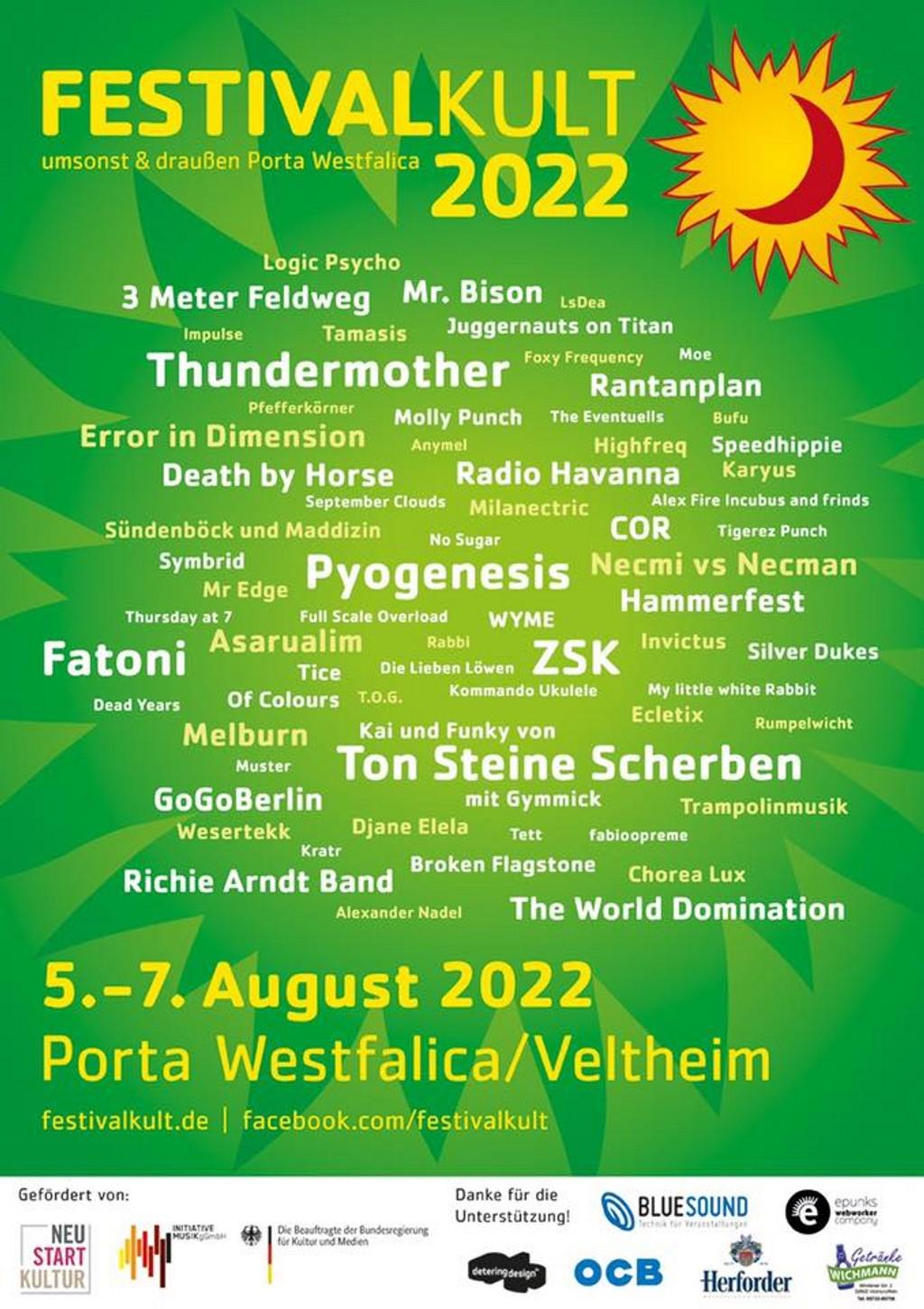 Lineup Poster Festivalkult 2022