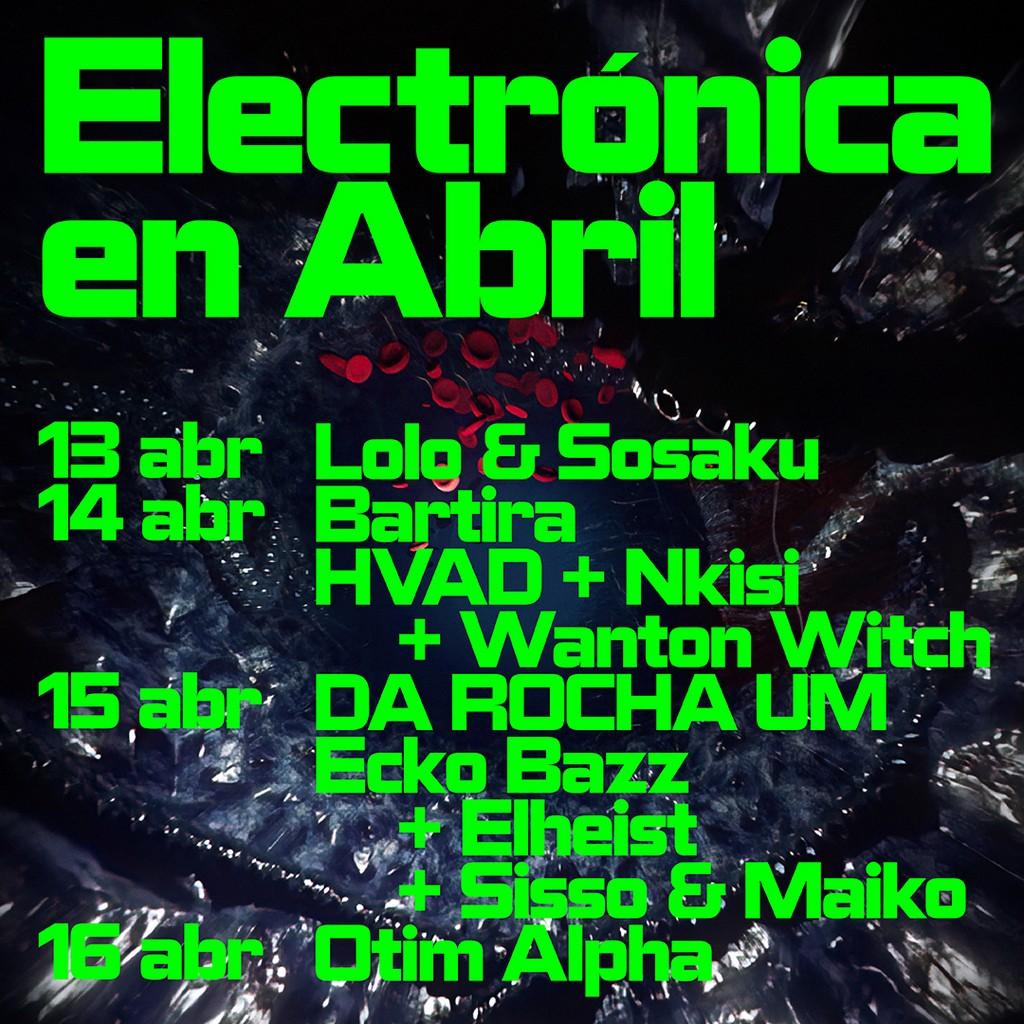Lineup Poster Electrónica en Abril 2023