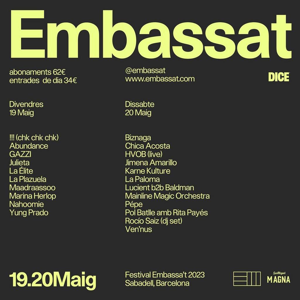 Lineup Poster The Embassa't Festival 2023