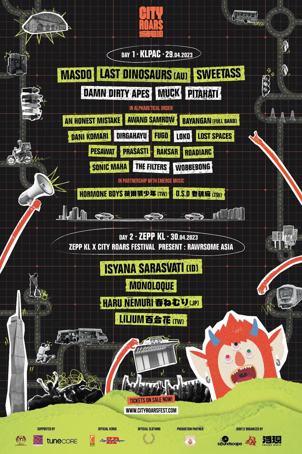 Lineup Poster City ROARS! Festival 2023