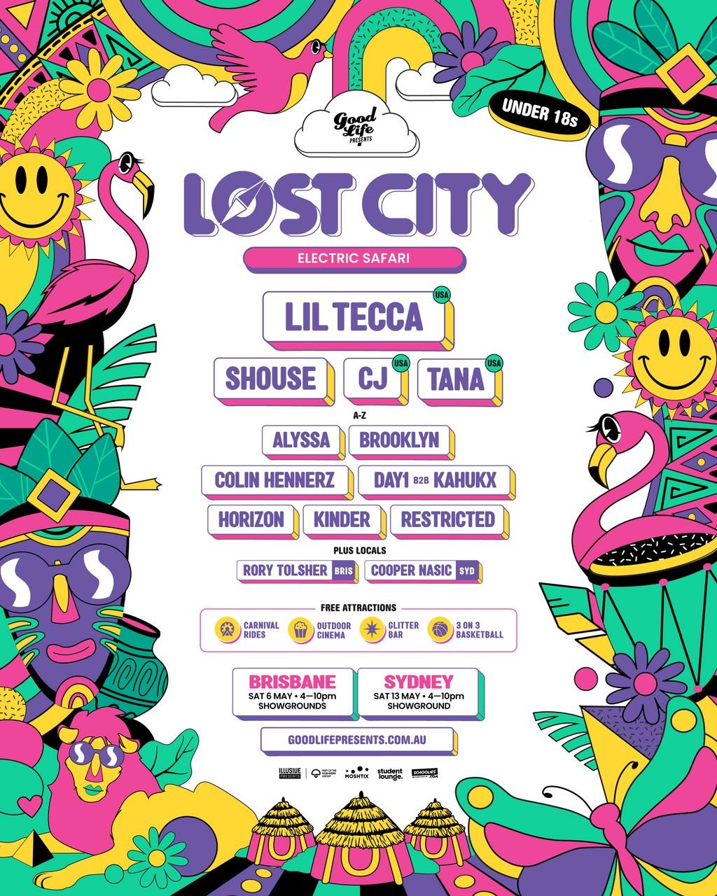 Lineup Poster Lost City U18s Brisbane 2023
