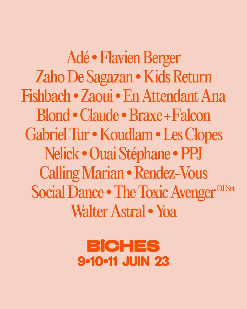 Lineup Poster Biches Festival 2023