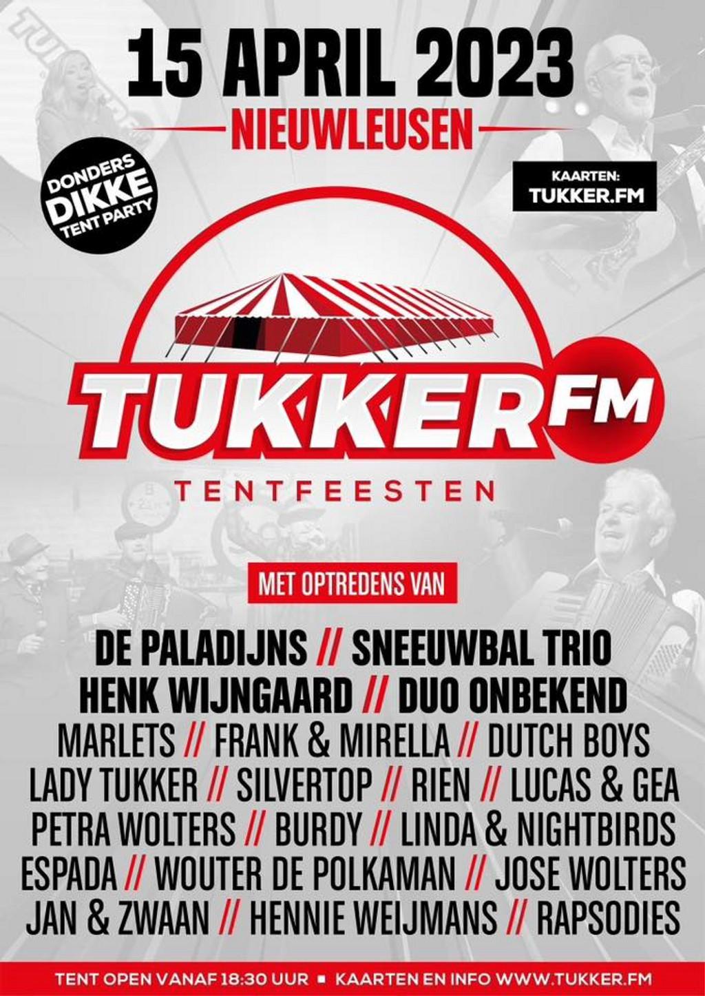 Lineup Poster Tukker FM Donders Dikke Tent Party 2023