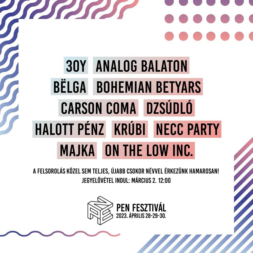 Lineup Poster PEN Fesztivál 2023