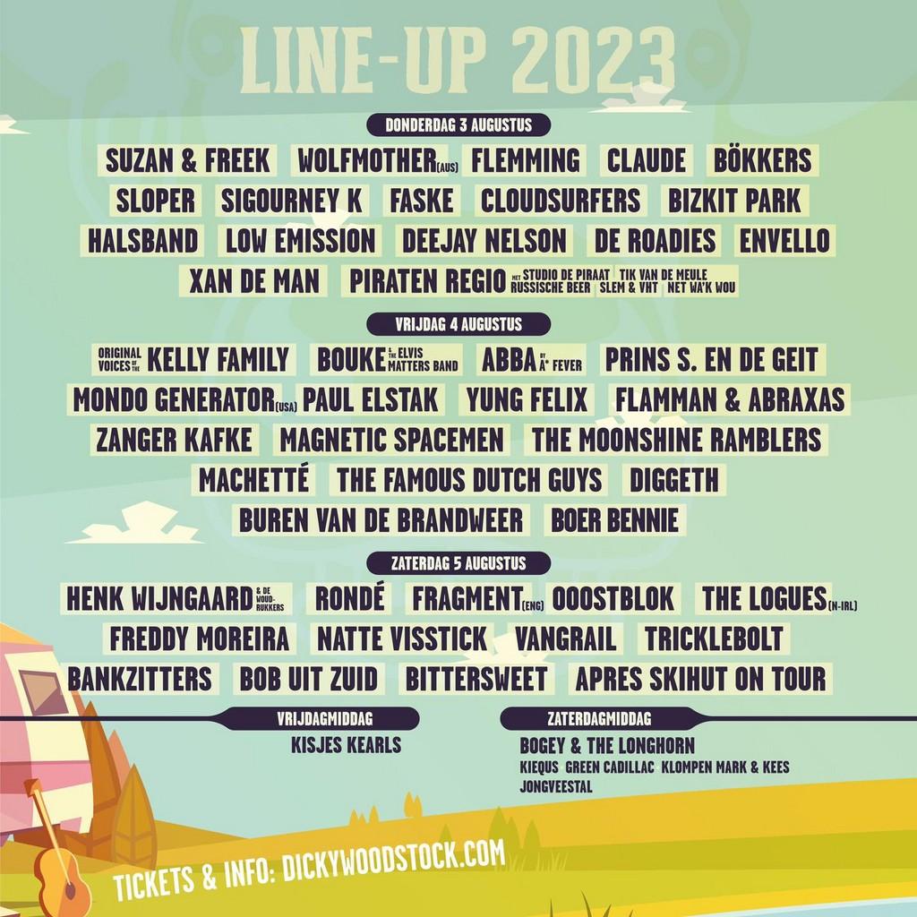 Lineup Poster Dicky Woodstock Popfestival 2023