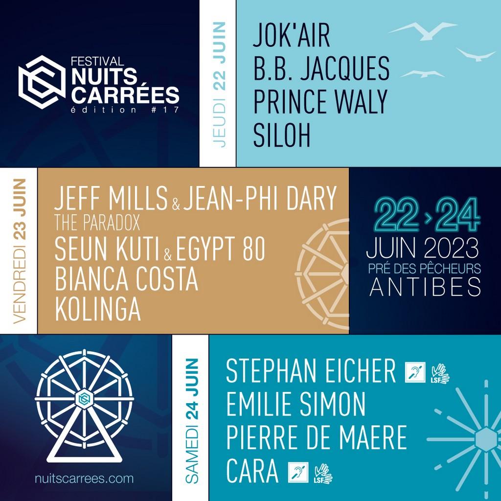 Lineup Poster Festival Nuits Carrées 2023