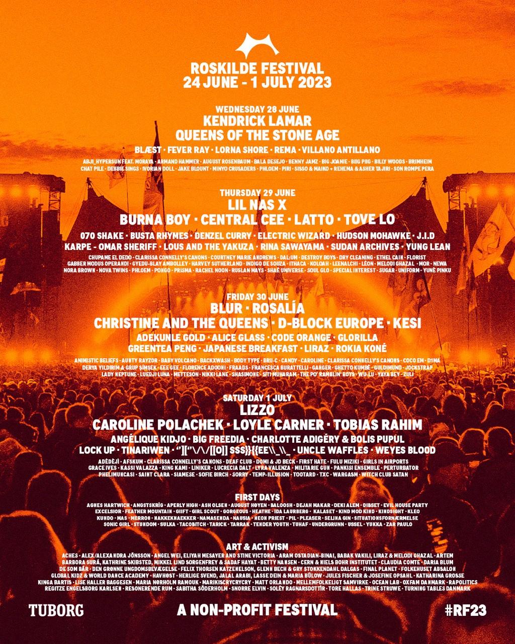 Lineup Poster Roskilde Festival 2023