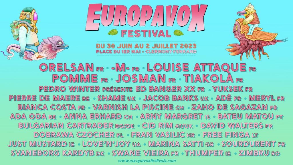 Lineup Poster Europavox Festival 2023