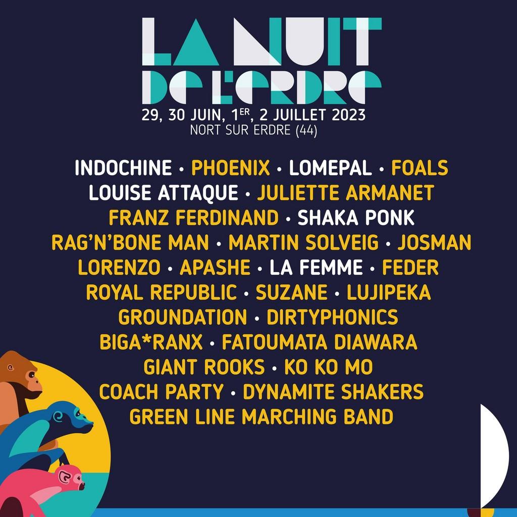 Lineup Poster Festival La Nuit de l'Erdre 2023