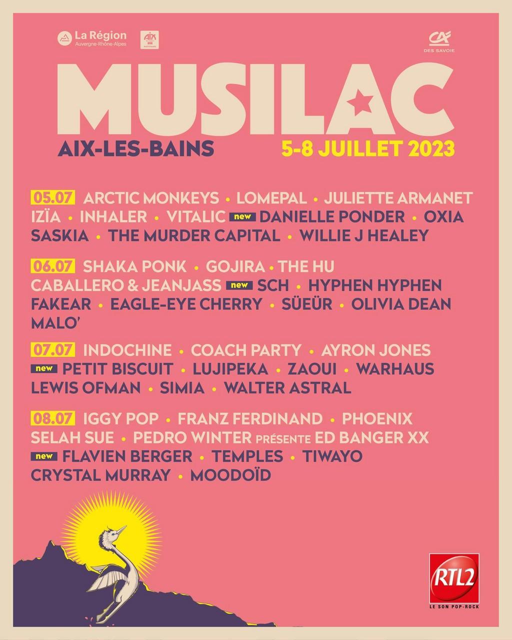 Lineup Poster Musilac Aix-les-Bains 2023