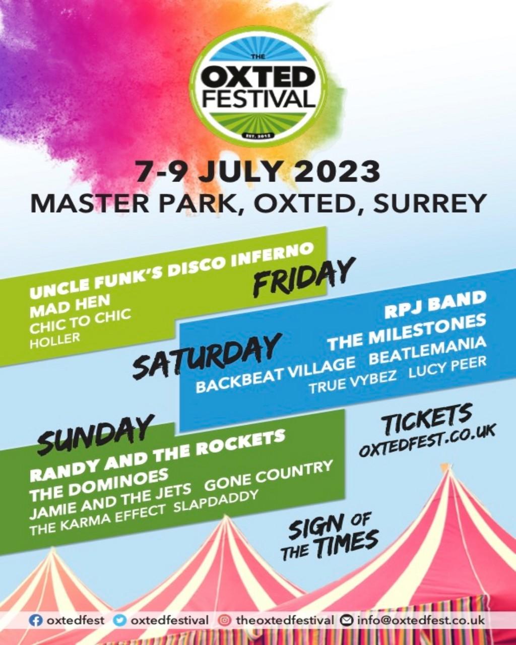 Lineup Poster The Oxted Festival 2023