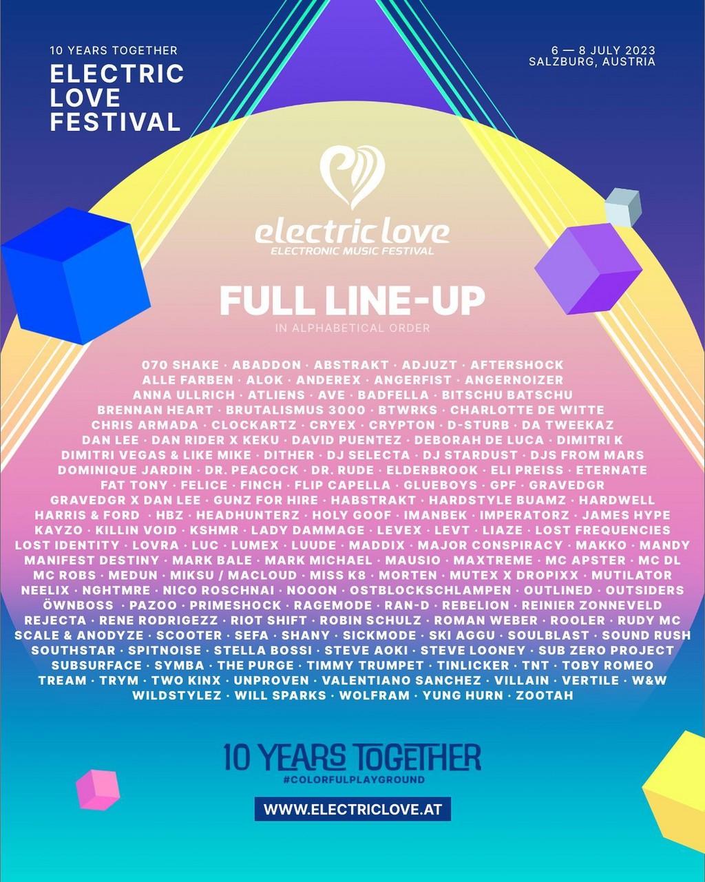 Lineup Poster Electric Love Festival 2023