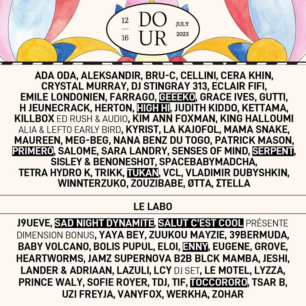 Lineup Poster Dour Festival 2023