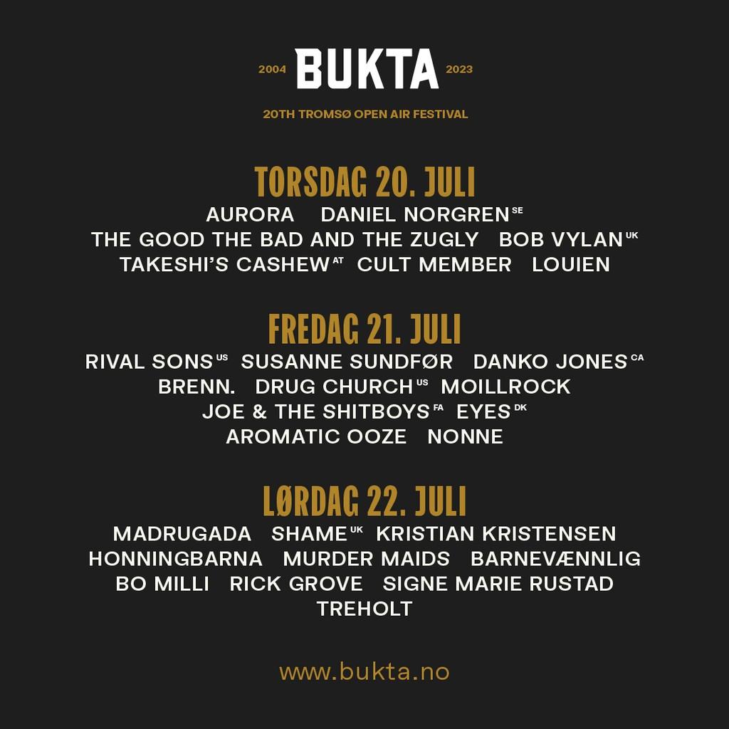 Lineup Poster Buktafestivalen 2023