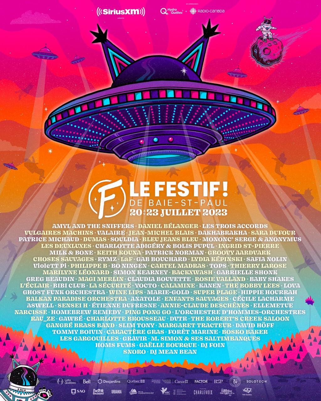 Lineup Poster Le Festif! de Baie-St-Paul 2023