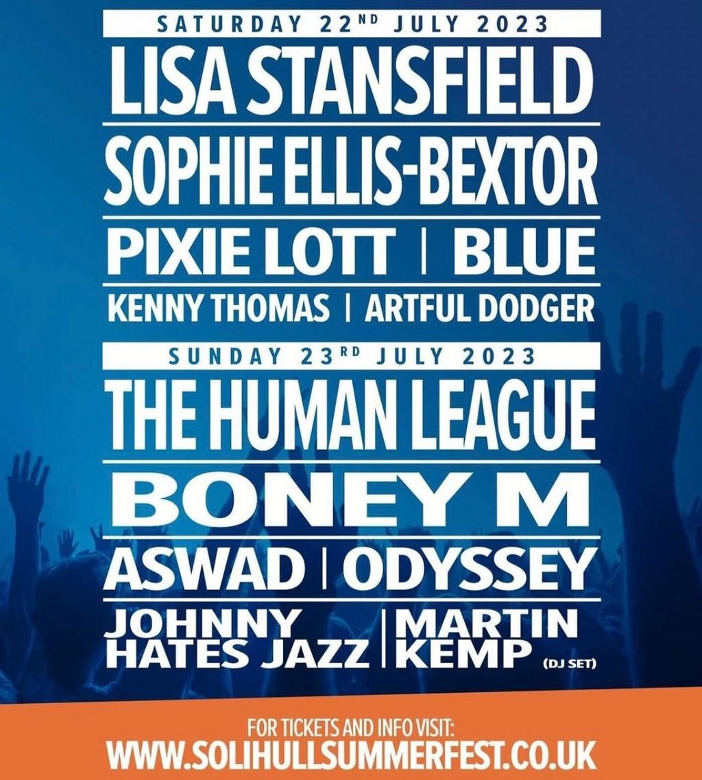 Lineup Poster Solihull Summer Fest 2023