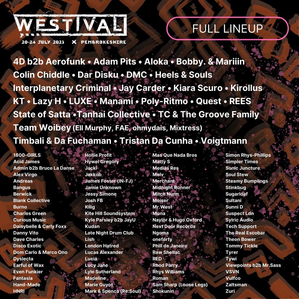 Lineup Poster Westival 2023