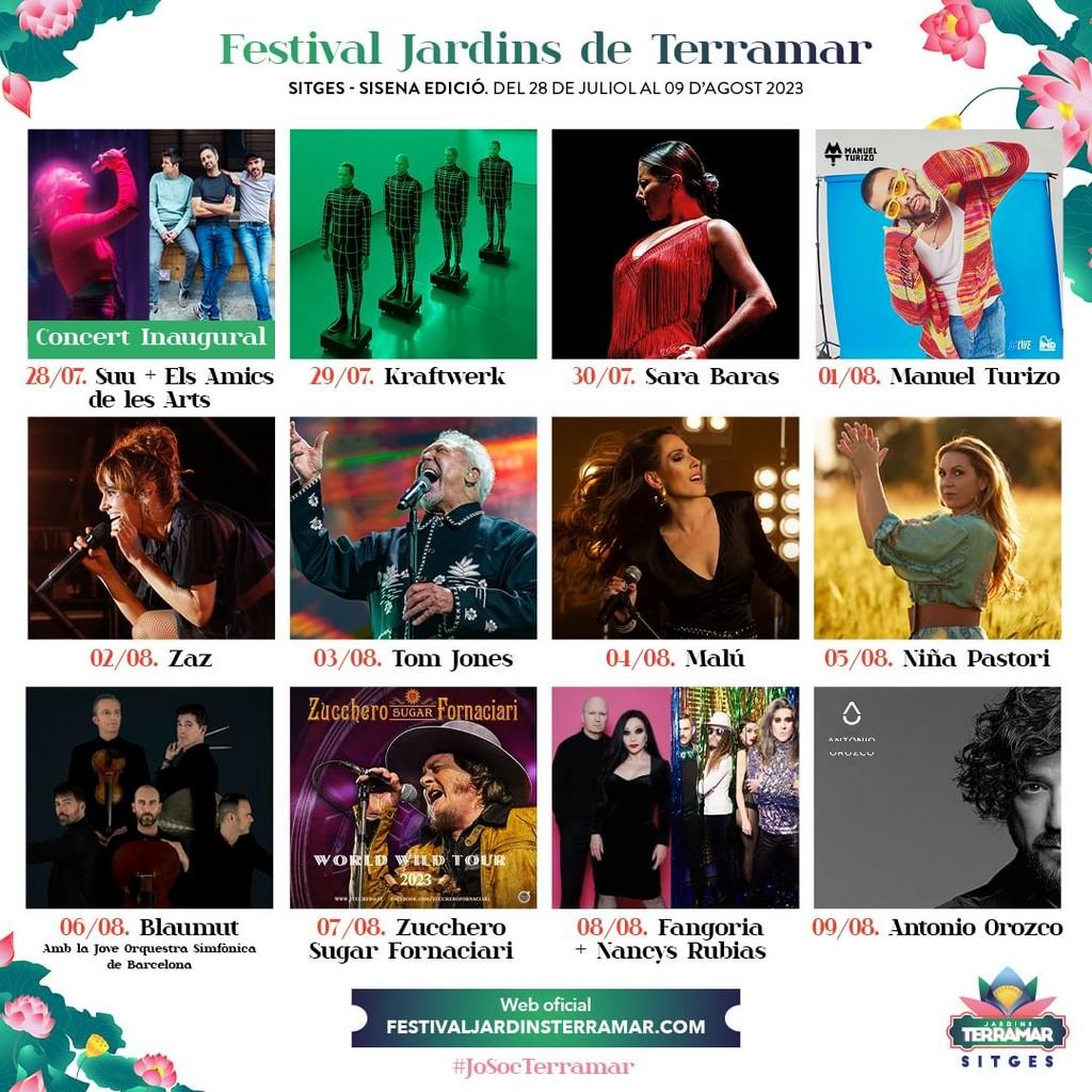 Lineup Poster Festival Jardins Terramar Sitges 2023