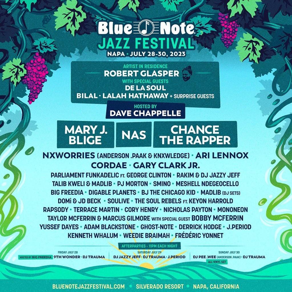 Lineup Poster Blue Note Jazz Festival Napa Valley 2023