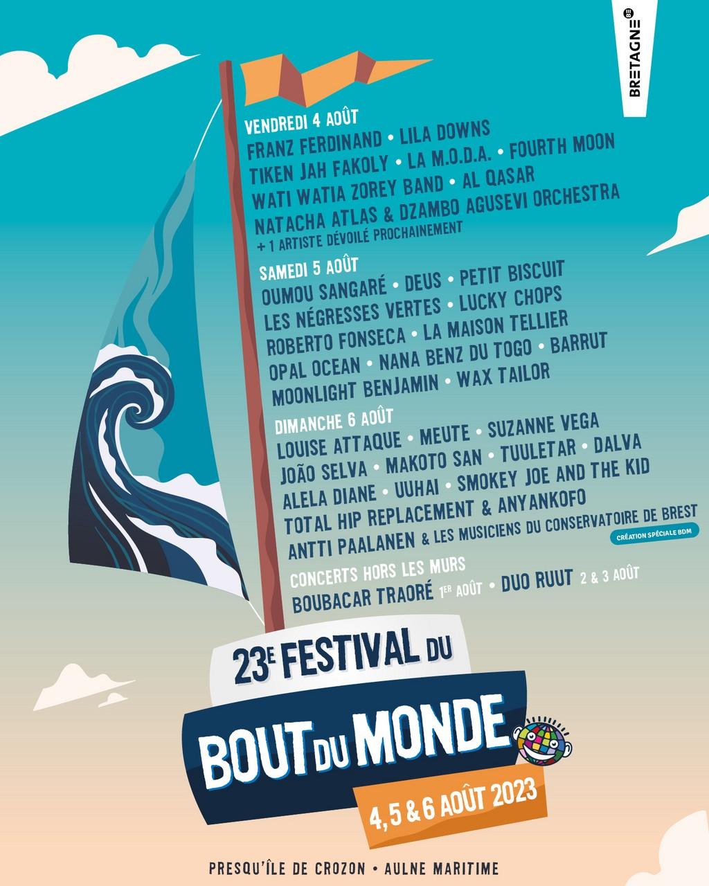 Lineup Poster Festival du Bout du Monde 2023