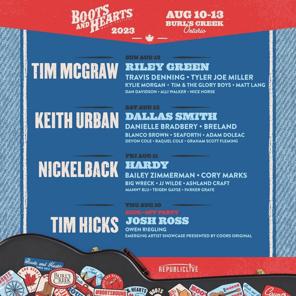 Lineup Poster Boots & Hearts Music Festival 2023