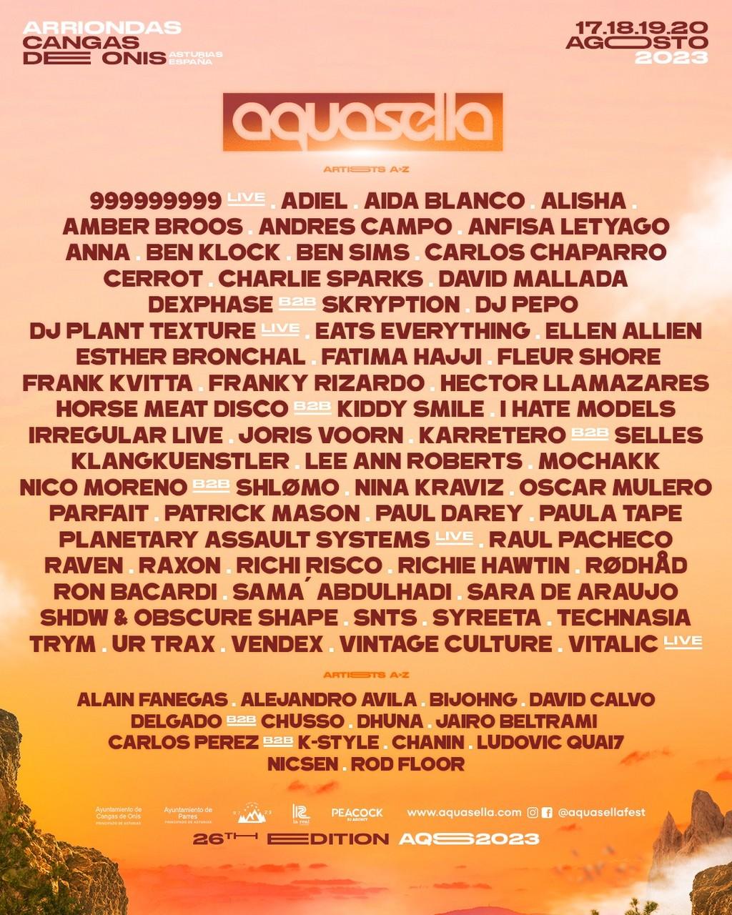 Lineup Poster Aquasella Festival 2023