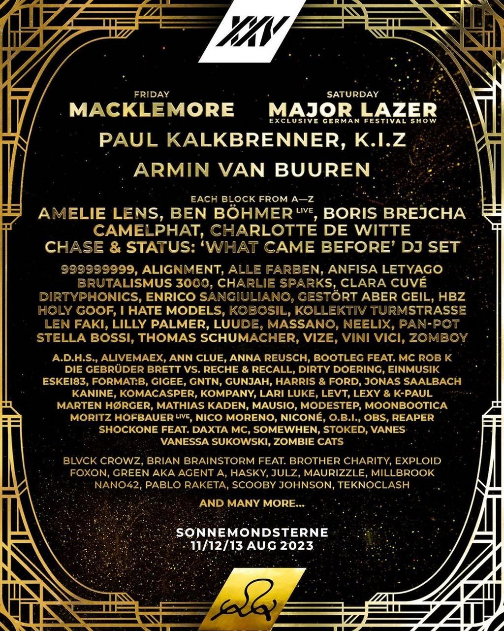 Lineup Poster Sonnemondsterne Festival 2023