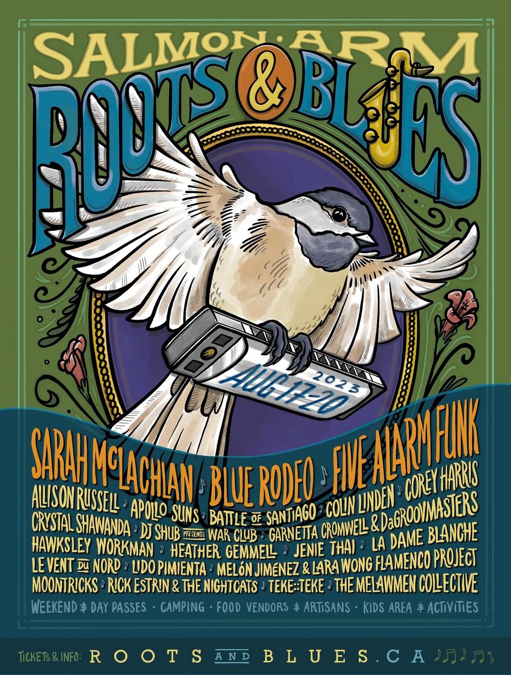 Lineup Poster Salmon Arm Roots & Blues Festival  2023