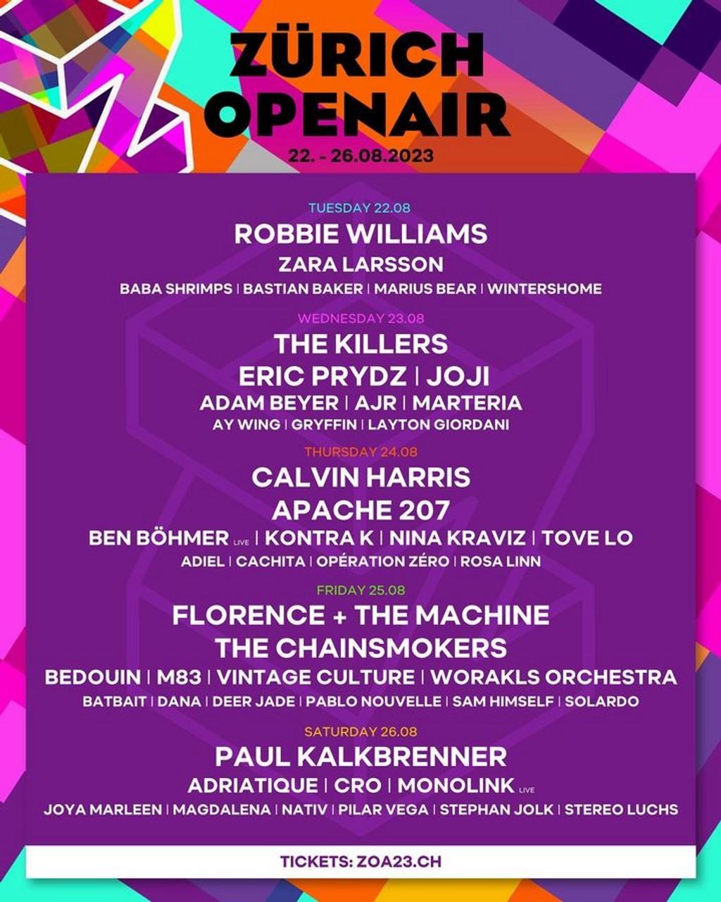 Lineup Poster Zürich Openair 2023