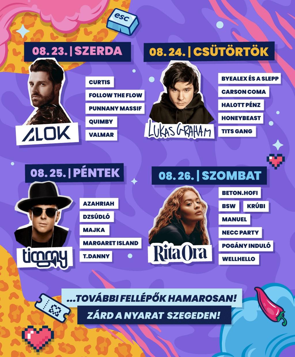 Lineup Poster Szegedi Ifjúsági Napok 2023