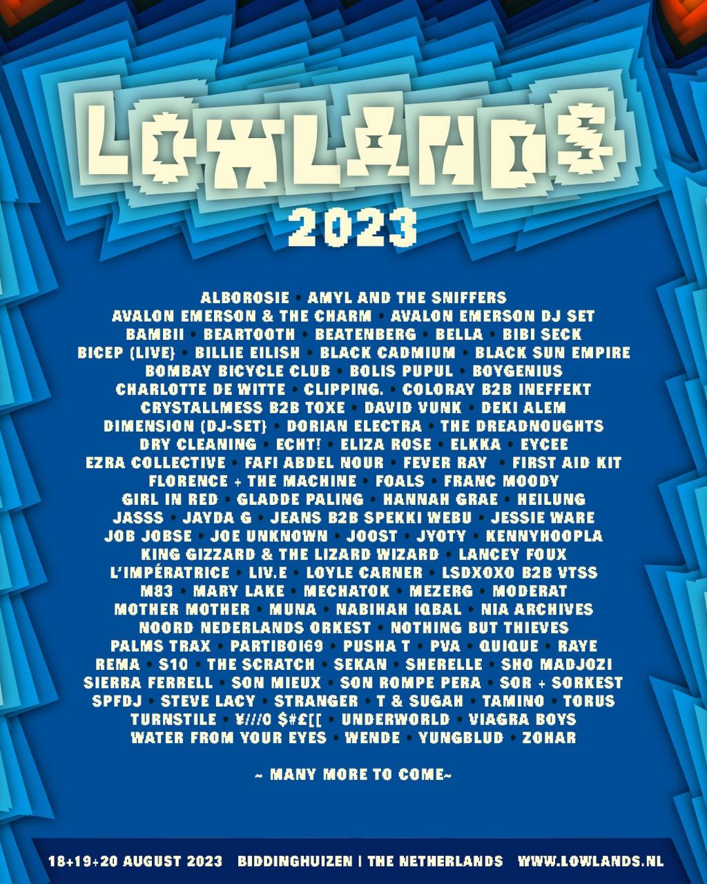 Lineup Poster Lowlands 2023