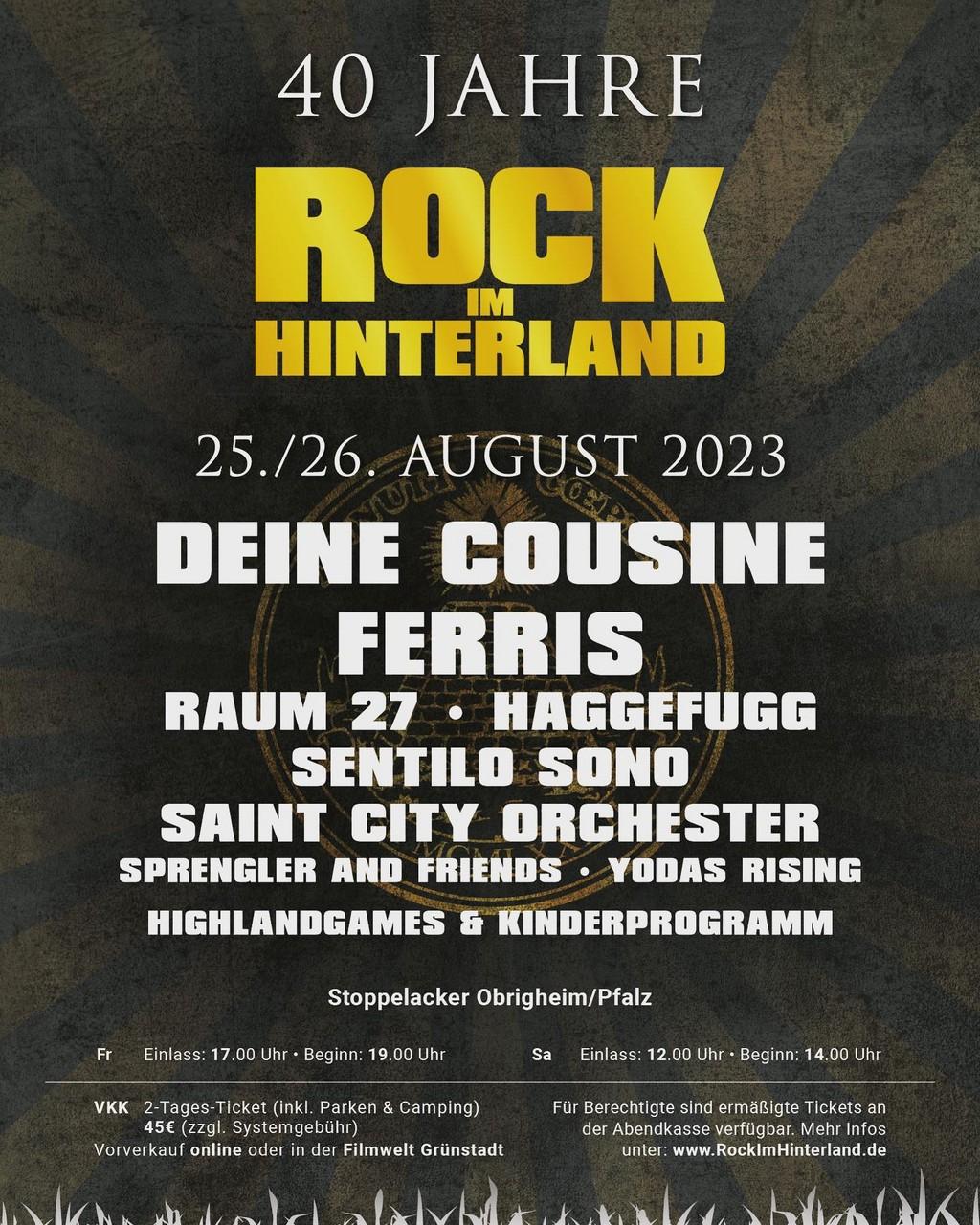 Lineup Poster Rock im Hinterland 2023