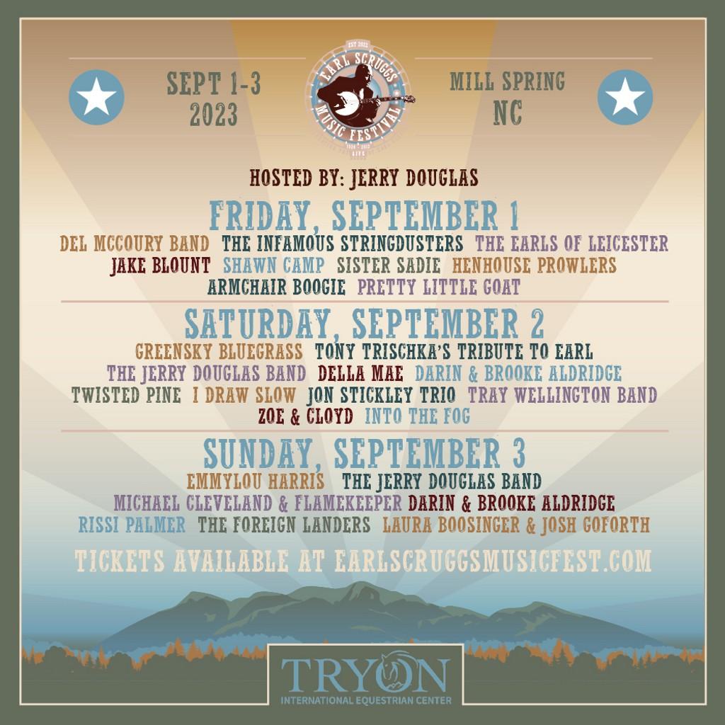 Lineup Poster Earl Scruggs Music Festival 2023