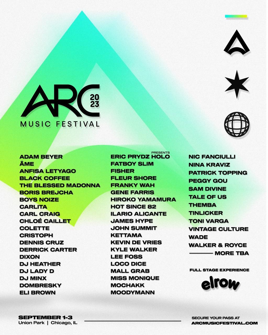 Lineup Poster ARC Music Festival 2023