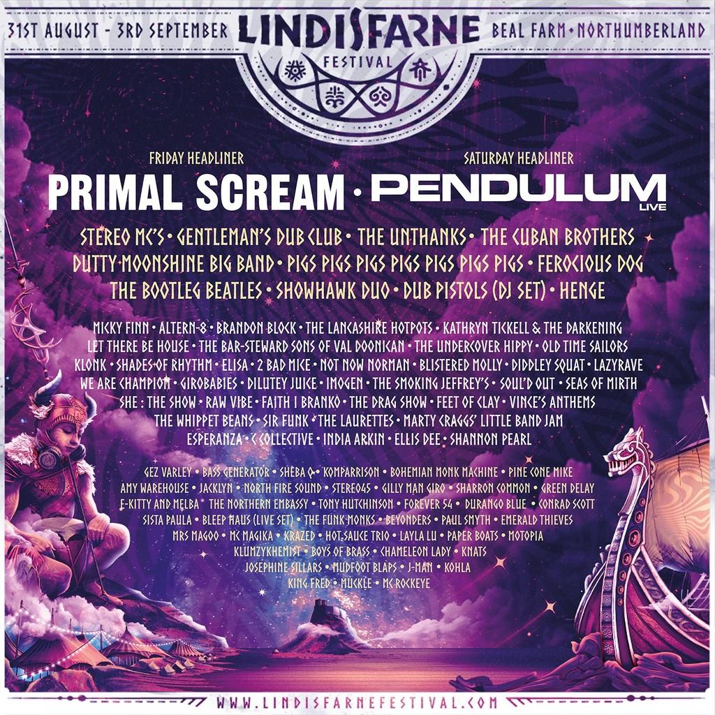 Lineup Poster Lindisfarne Festival 2023