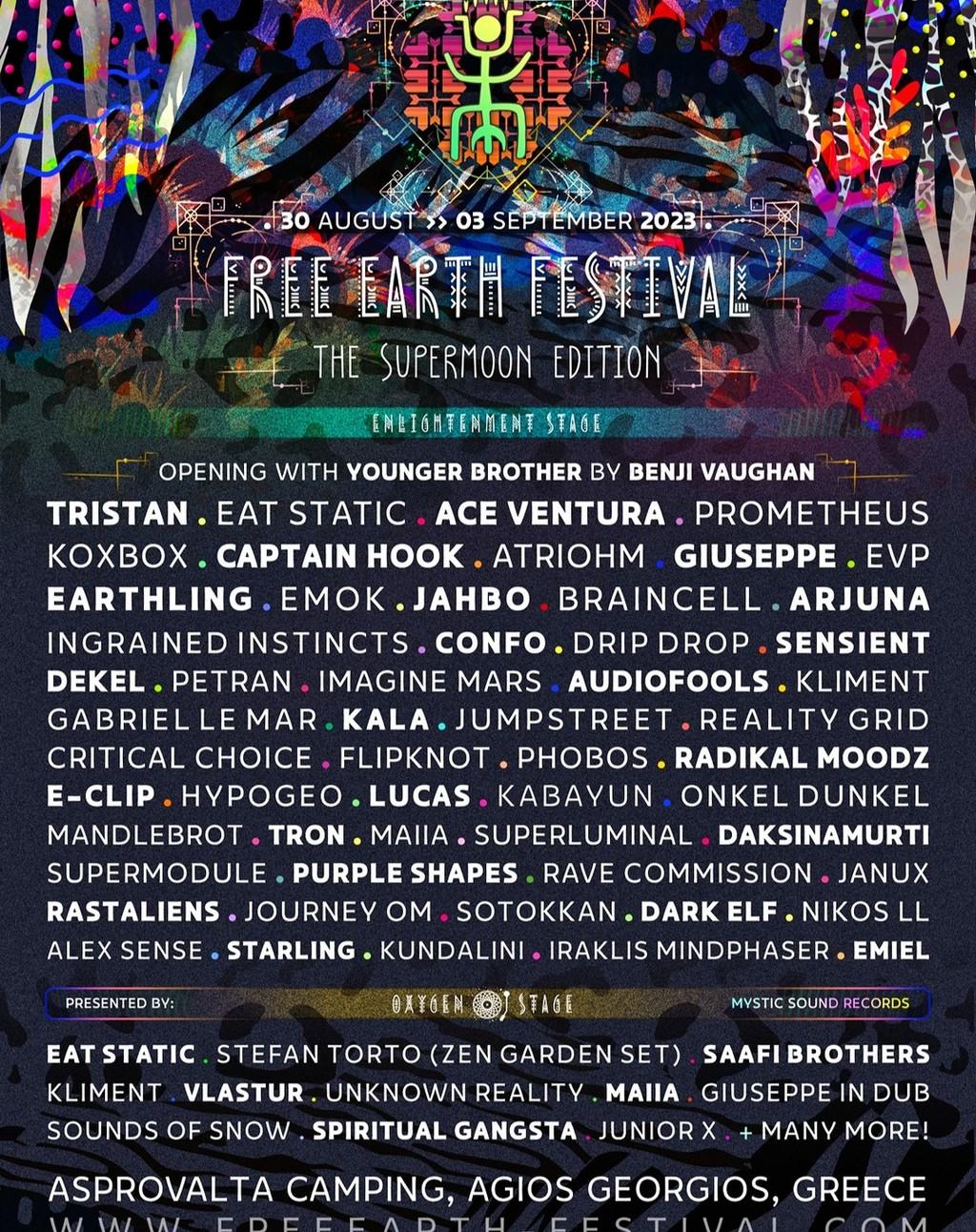 Lineup Poster Free Earth Festival 2023