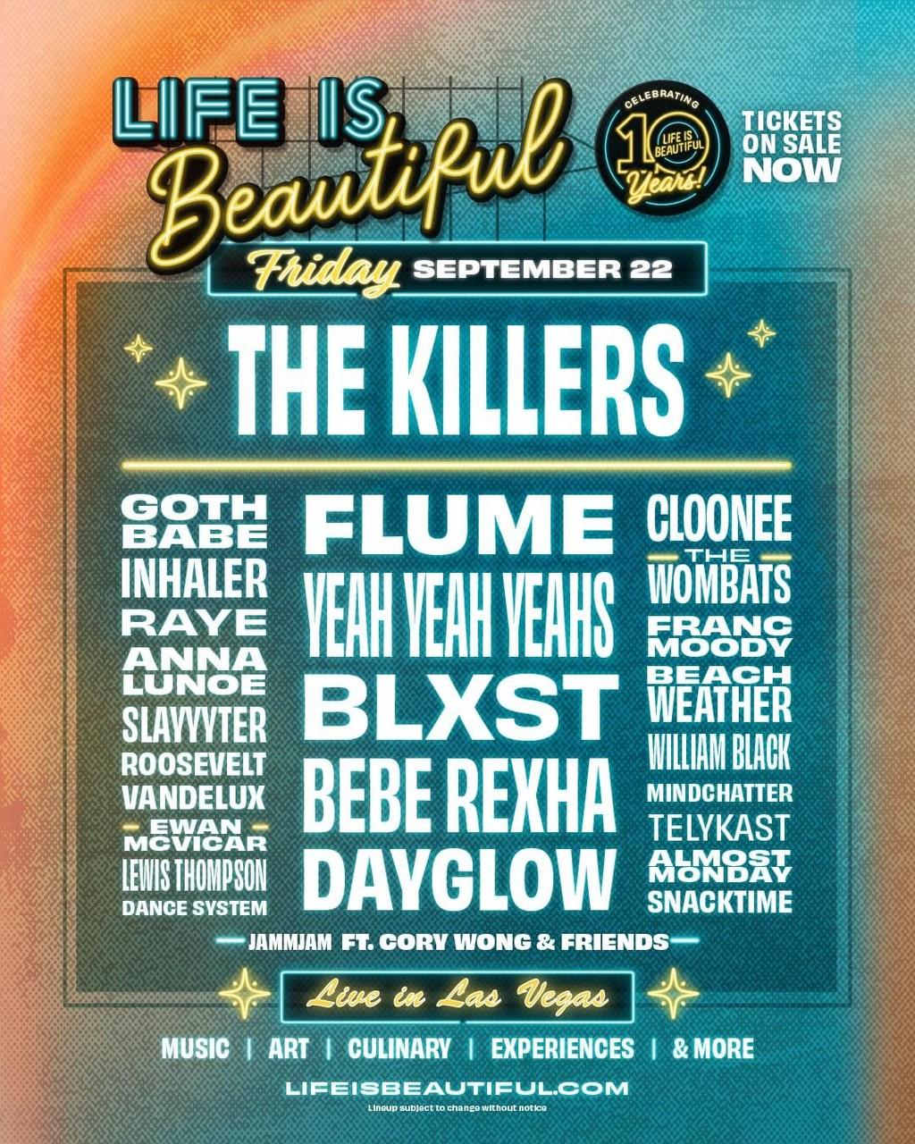 Lineup Poster Life Is Beautiful Festival 2023