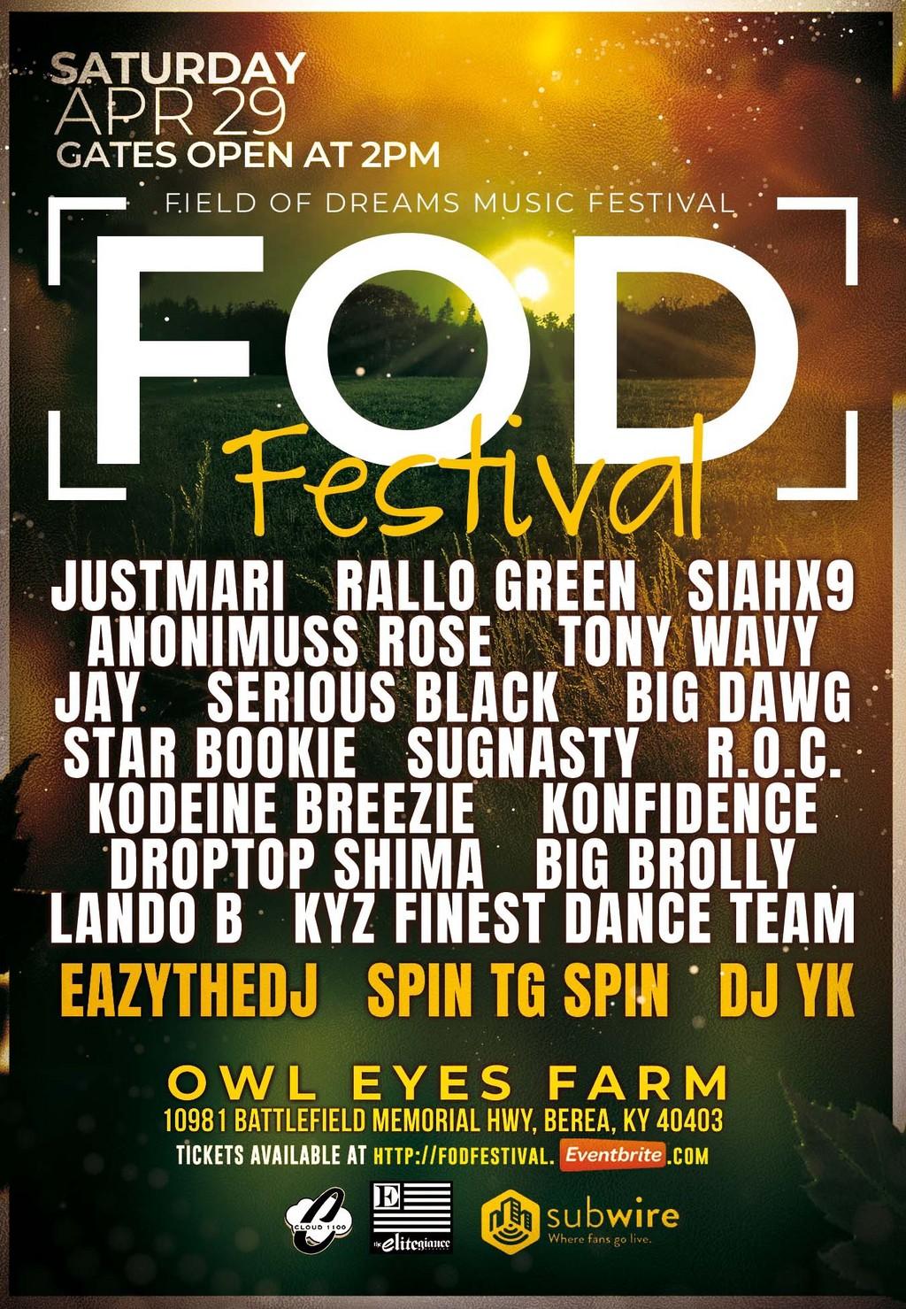 Lineup Poster Field Of Dreams Festival 2023