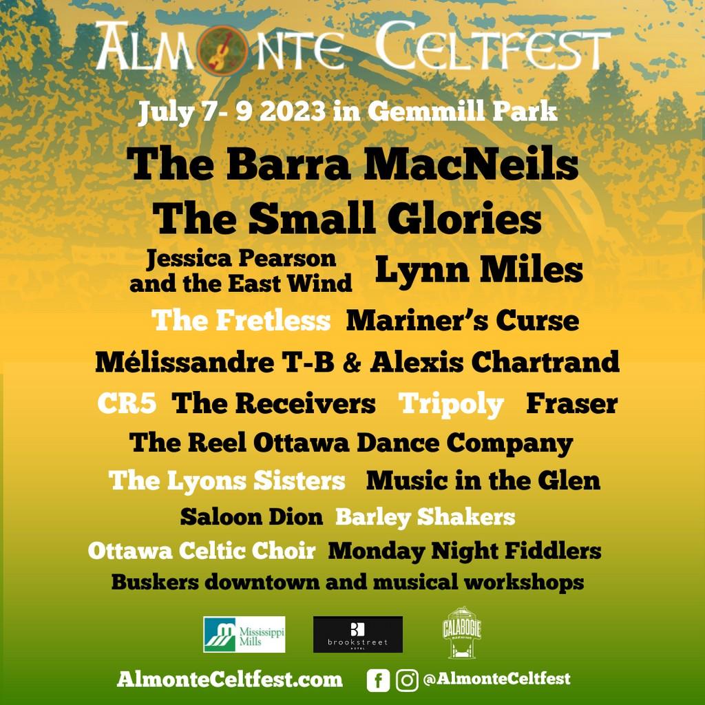 Lineup Poster Almonte Celtfest 2023