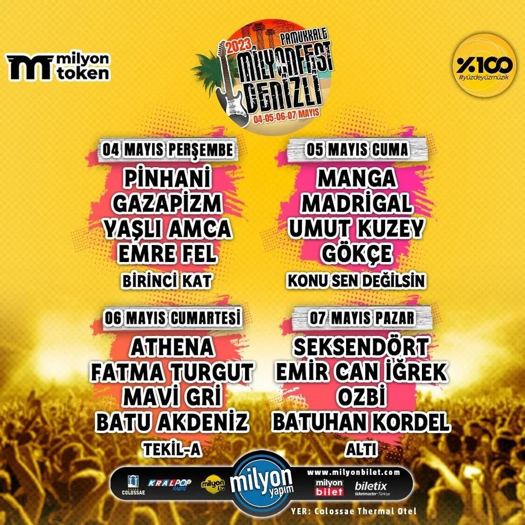 Lineup Poster Milyonfest Denizli 2023