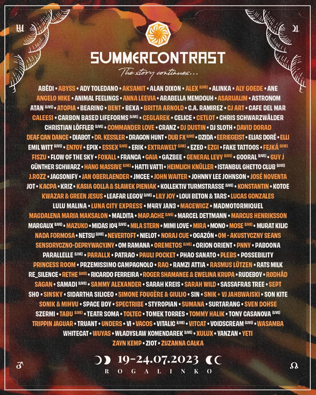 Lineup Poster Summer Contrast Festival 2023